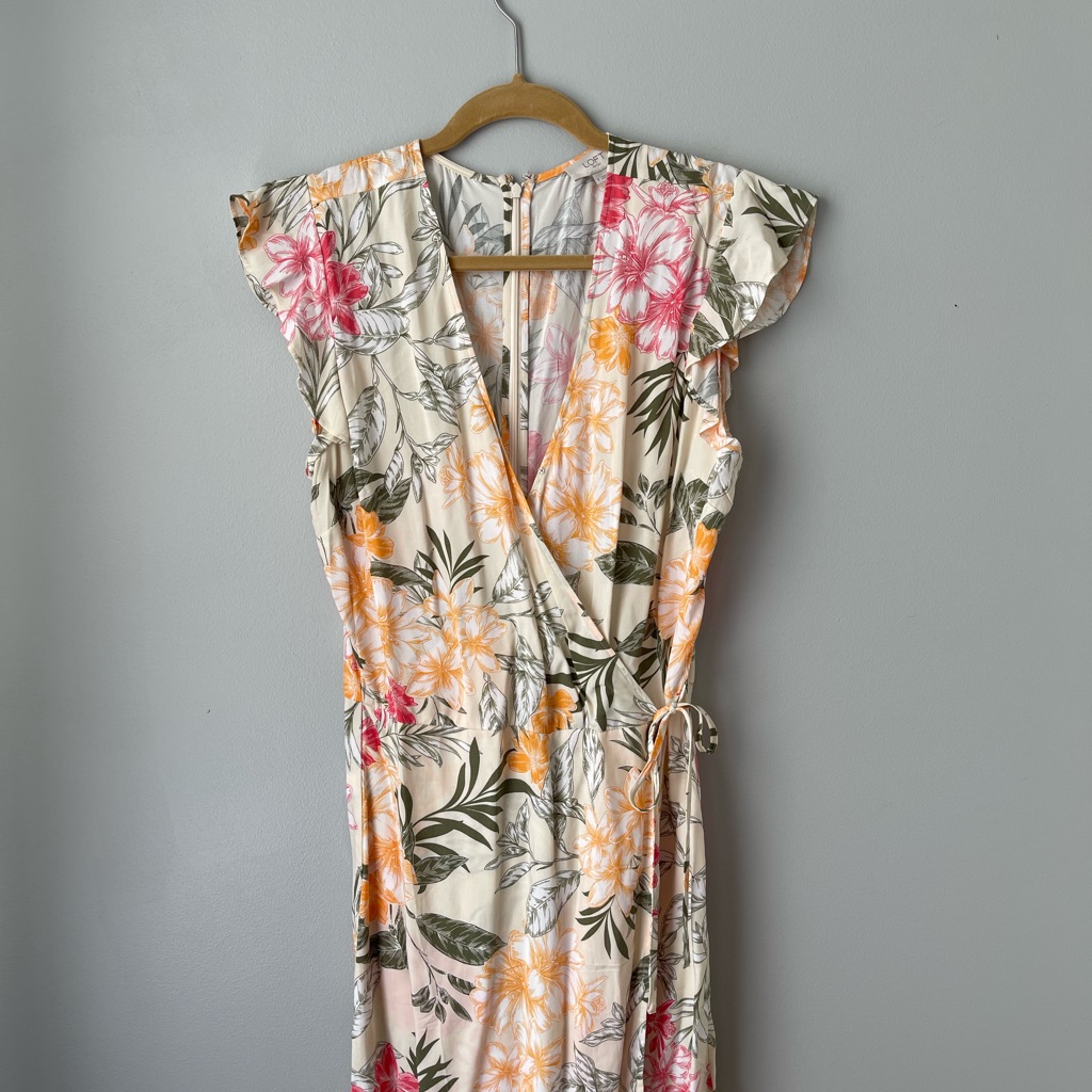 Loft Pink And Green Floral Maxi Sundress
